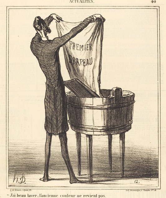 J'ai beau laver, l'ancienne couleur... by Honoré Daumier (French, 1808 - 1879), 16X12"(A3)Poster Print