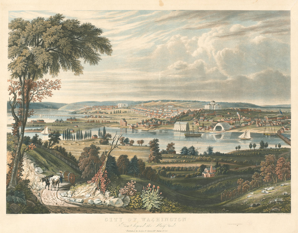 City of Washington: From beyond the Navy Yards by William James Bennett after George Cooke (American, born England, c. 1787 - 1844), 16X12"(A3)Poster Print
