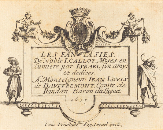 Title Page for "The Fantasies" by Jacques Callot (French, 1592 - 1635), 16X12"(A3)Poster Print