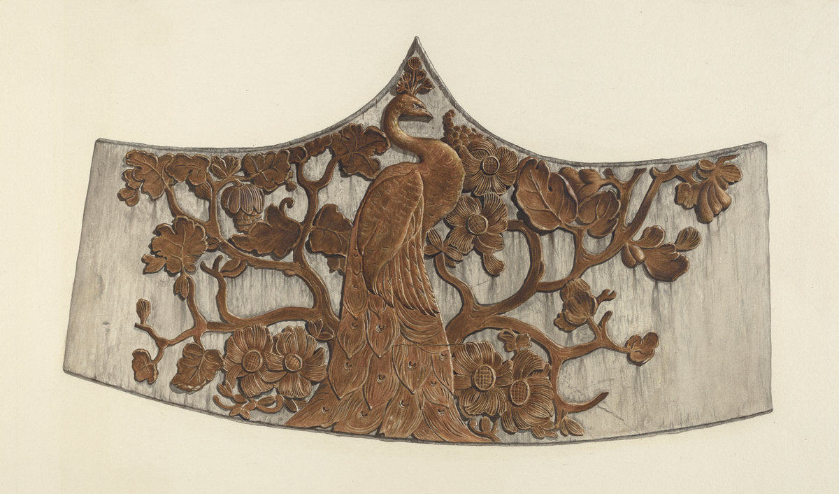 Peacock Stern Carving by John Davis (American, active c. 1935), 16X12"(A3)Poster Print