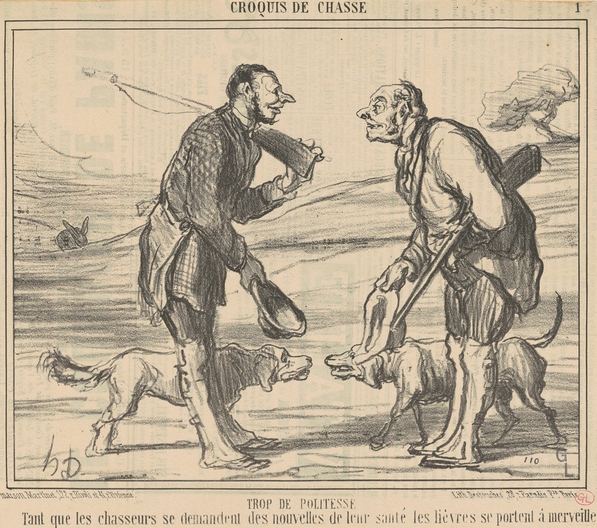 Trop de politesse by Honoré Daumier (French, 1808 - 1879), 16X12"(A3)Poster Print