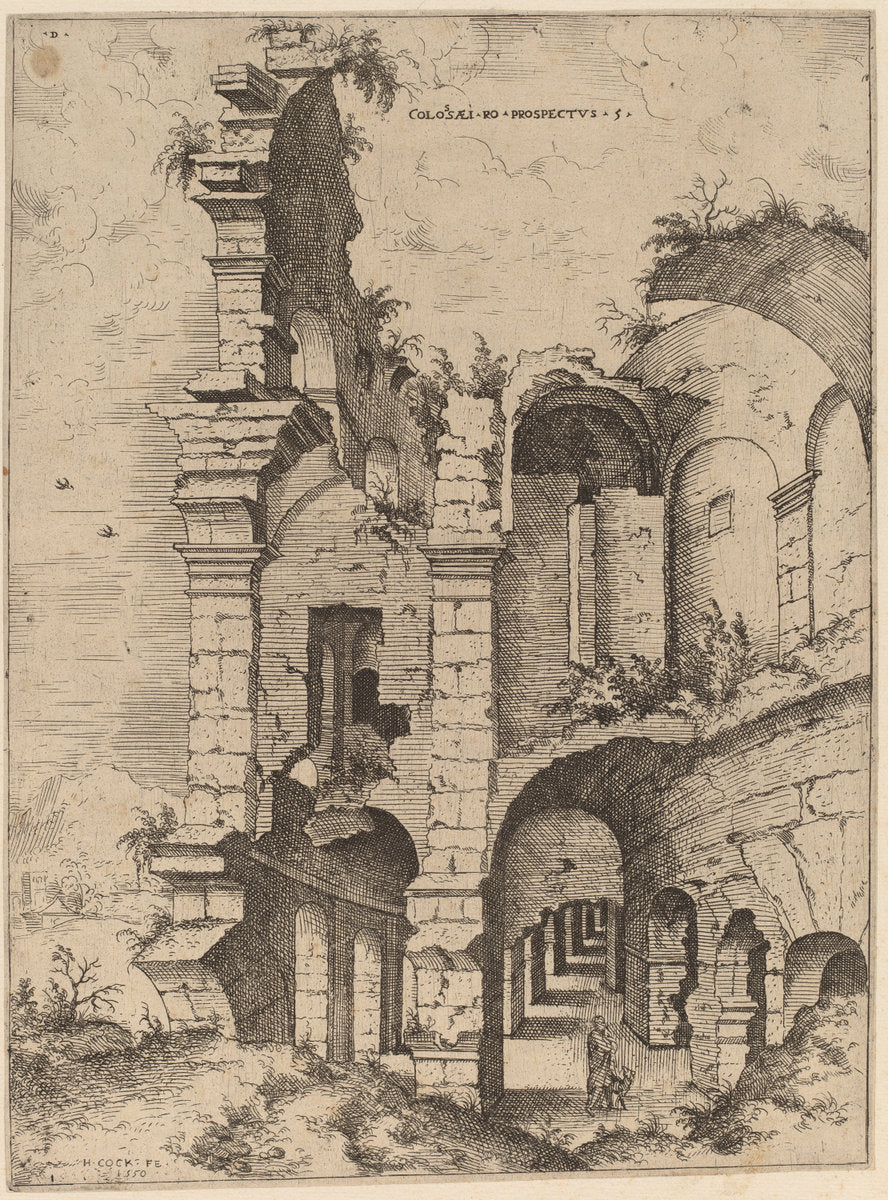 Fifth View of the Colosseum by Hieronymus Cock (Flemish, c. 1510 - 1570), 16X12"(A3)Poster Print