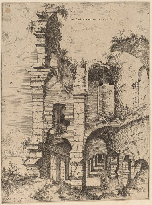 Fifth View of the Colosseum by Hieronymus Cock (Flemish, c. 1510 - 1570), 16X12"(A3)Poster Print