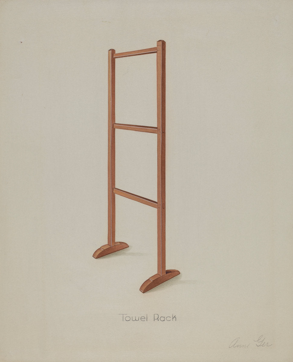Shaker Towel Rack by Anne Ger (American, active c. 1935), 16X12"(A3)Poster Print