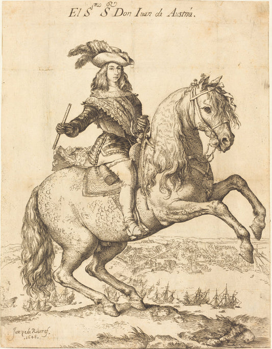 Equestrian Portrait of Don Juan de Austria by Jusepe de Ribera (Spanish, 1591 - 1652), 16X12"(A3)Poster Print