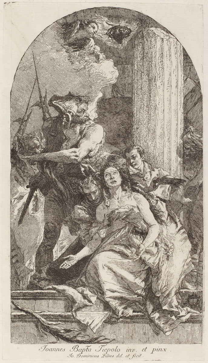 Martyrdom of Saint Agatha by Giovanni Domenico Tiepolo after Giovanni Battista Tiepolo (Italian, 1727 - 1804), 16X12"(A3)Poster Print