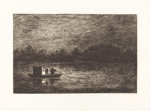 Night Journey, 2nd Plate (Voyage de nuit) by Charles-François Daubigny (French, 1817 - 1878), 16X12"(A3)Poster Print