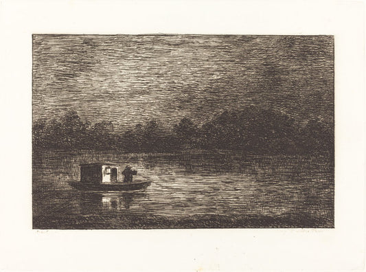 Night Journey, 2nd Plate (Voyage de nuit) by Charles-François Daubigny (French, 1817 - 1878), 16X12"(A3)Poster Print