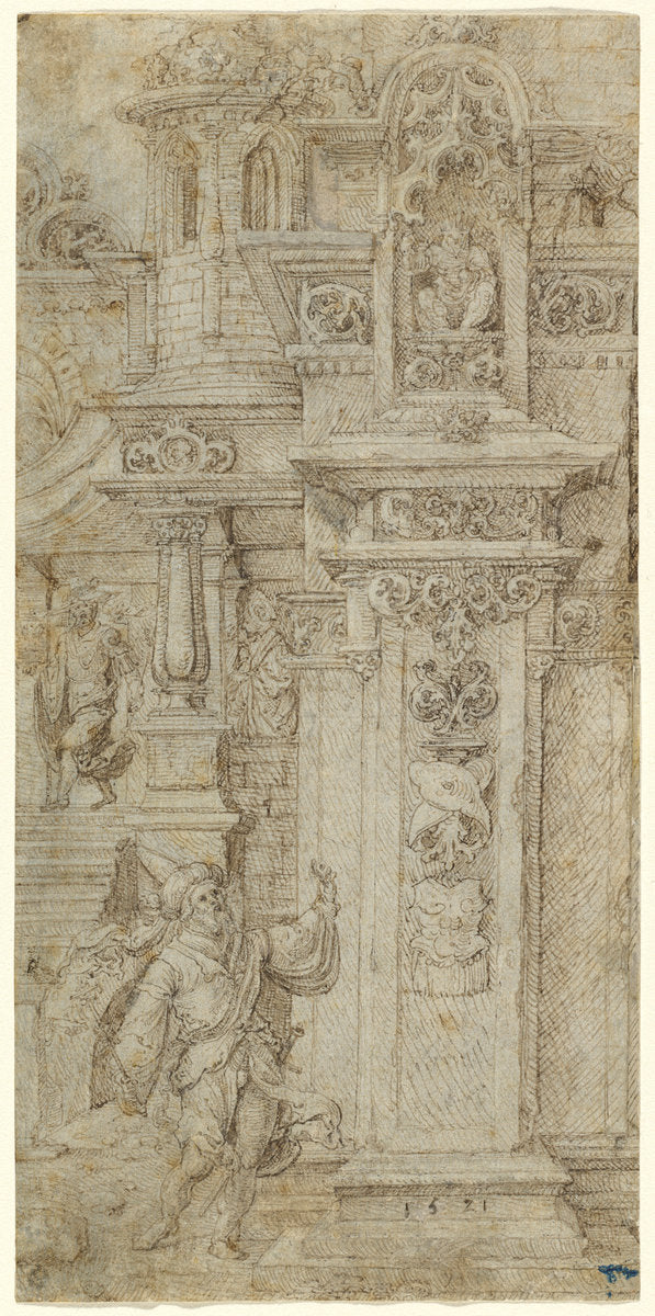 Two Kings and a Woman Leaving an Elaborate Palace by Jan Gossaert (Netherlandish, c. 1478 - 1532), 16X12"(A3)Poster Print