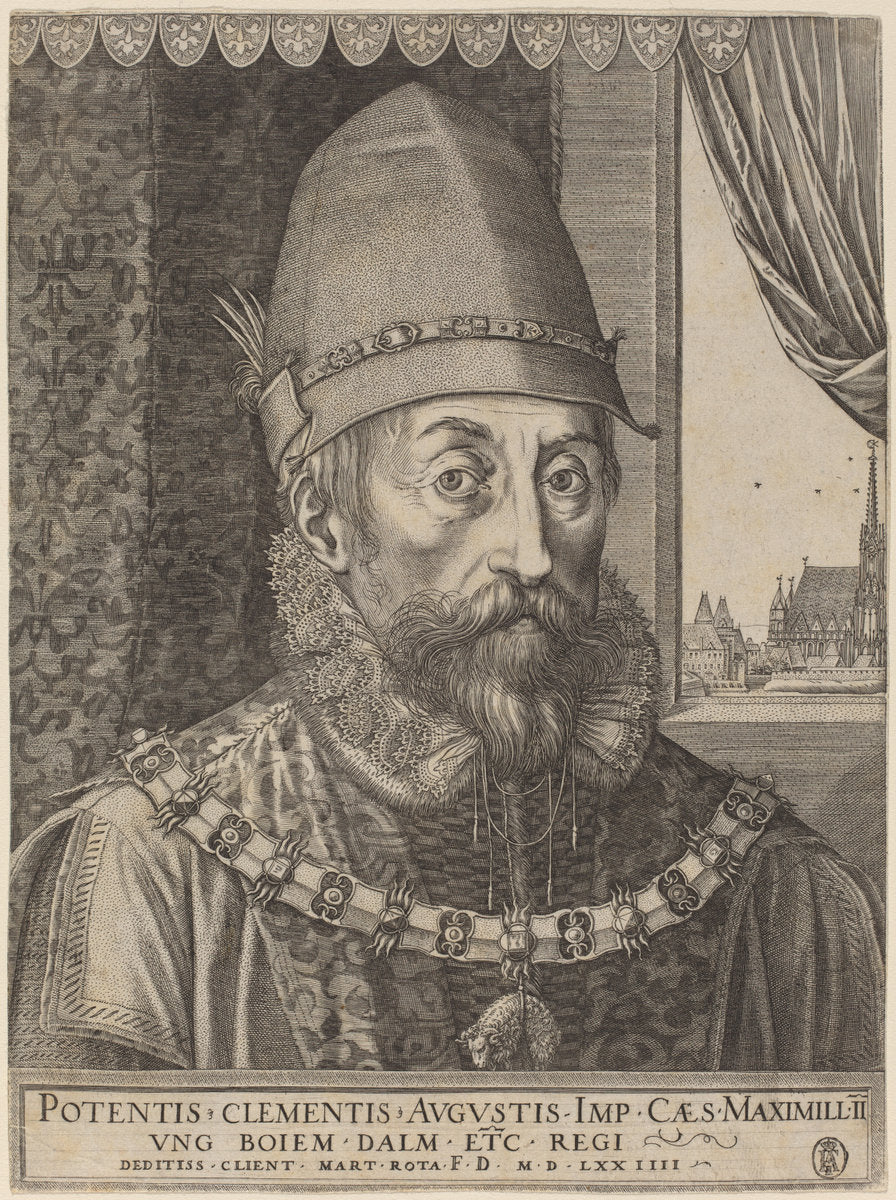 Emperor Maximillian II by Martino Rota (Italian, c. 1520 - 1583), 16X12"(A3)Poster Print