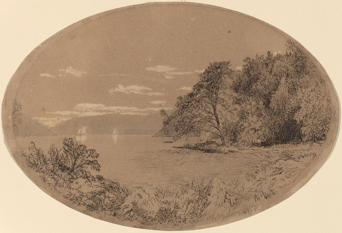 The Hudson at Nyack by John Henry Hill (American, 1839 - 1922), 16X12"(A3)Poster Print