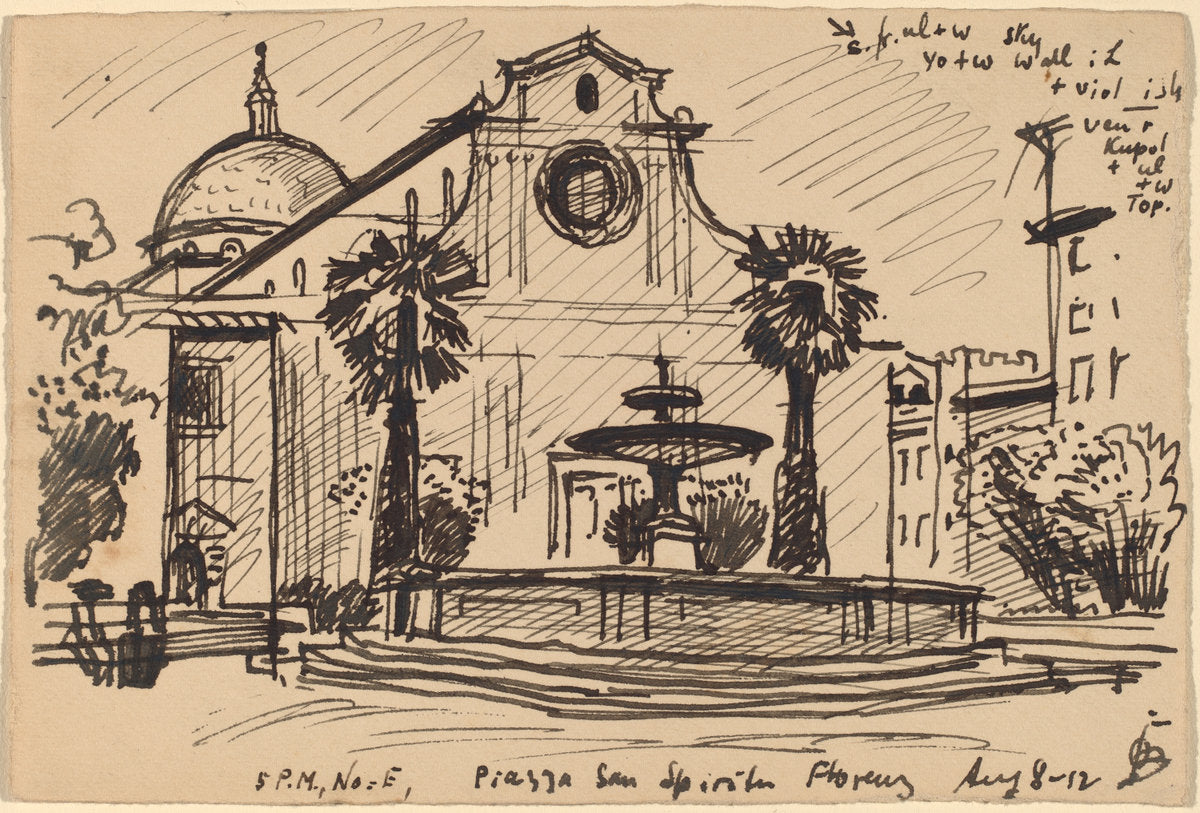 Piazza S. Spirito, Florence by Oscar F. Bluemner (American, 1867 - 1938), 16X12"(A3)Poster Print