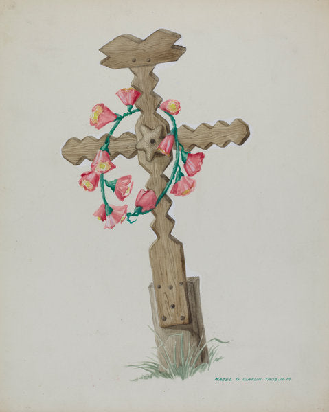 Wooden Cross used as Headstone (Hand Made) by Majel G. Claflin (American, active c. 1935), 16X12"(A3)Poster Print