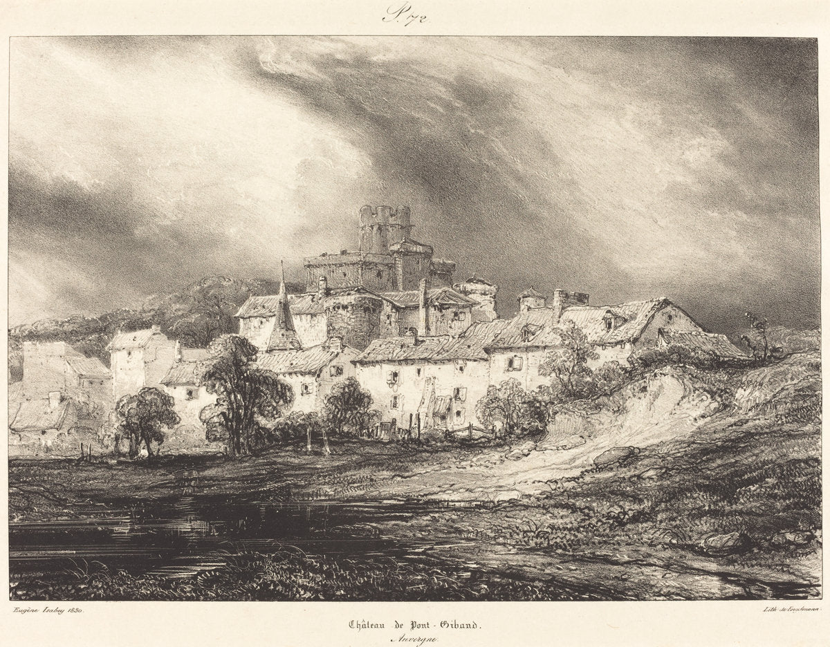 Château de Pont-Gibaud by Eugène Isabey (French, 1803 - 1886), 16X12"(A3)Poster Print