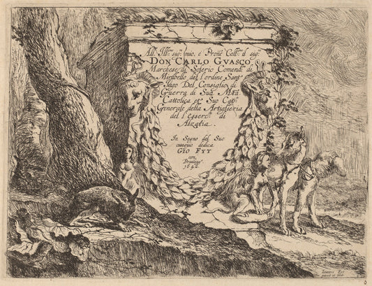 Title Page: Pedestal and a Pair of Dogs by Jan Fyt (Flemish, 1611 - 1661), 16X12"(A3)Poster Print