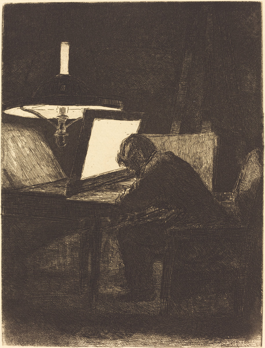 Printmaker (Le Graveur) by François Bonvin (French, 1817 - 1887), 16X12"(A3)Poster Print
