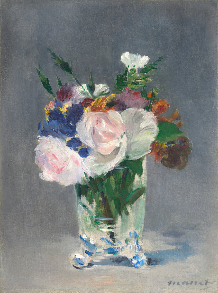 Flowers in a Crystal Vase by Edouard Manet (French, 1832 - 1883), 16X12"(A3)Poster Print