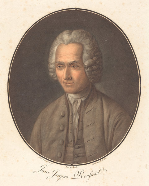 Jean Jacques Rousseau by Pierre-Michel Alix after Jean-François Garnerey (French, 1762 - 1817), 16X12"(A3)Poster Print