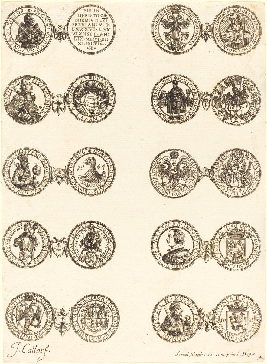 Coins [plate 4] by Jacques Callot (French, 1592 - 1635), 16X12"(A3)Poster Print