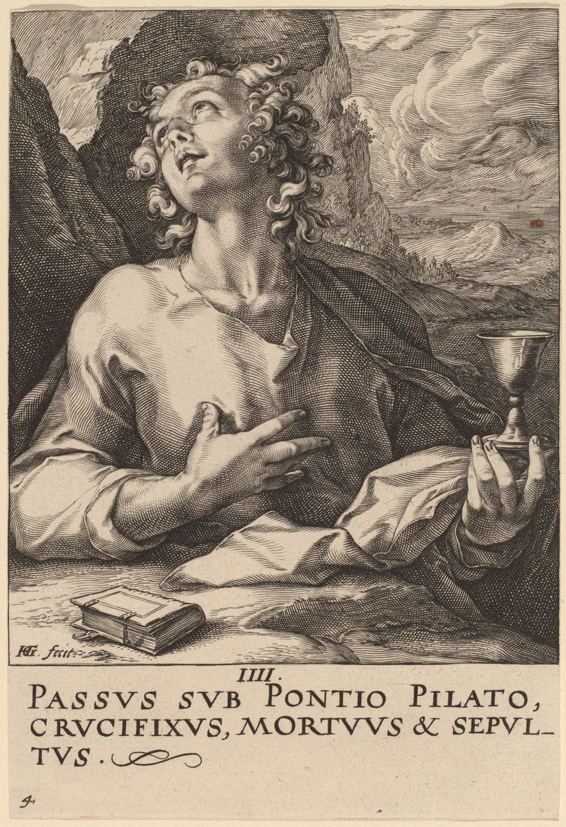Saint John by Hendrik Goltzius (Dutch, 1558 - 1617), 16X12"(A3)Poster Print