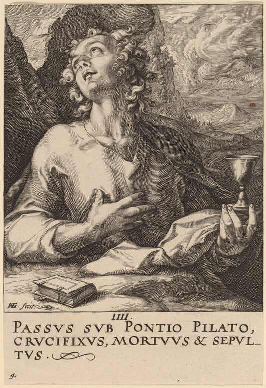 Saint John by Hendrik Goltzius (Dutch, 1558 - 1617), 16X12"(A3)Poster Print