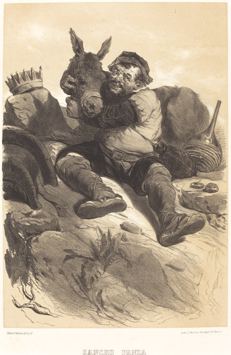 Sancho Panza by Célestin Nanteuil (French, 1813 - 1873), 16X12"(A3)Poster Print