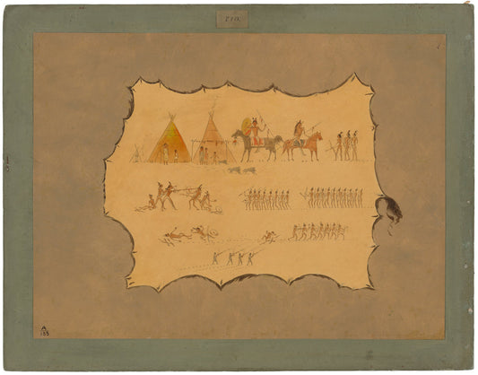 Facsimile of a Cheyenne Robe by George Catlin (American, 1796 - 1872), 16X12"(A3)Poster Print