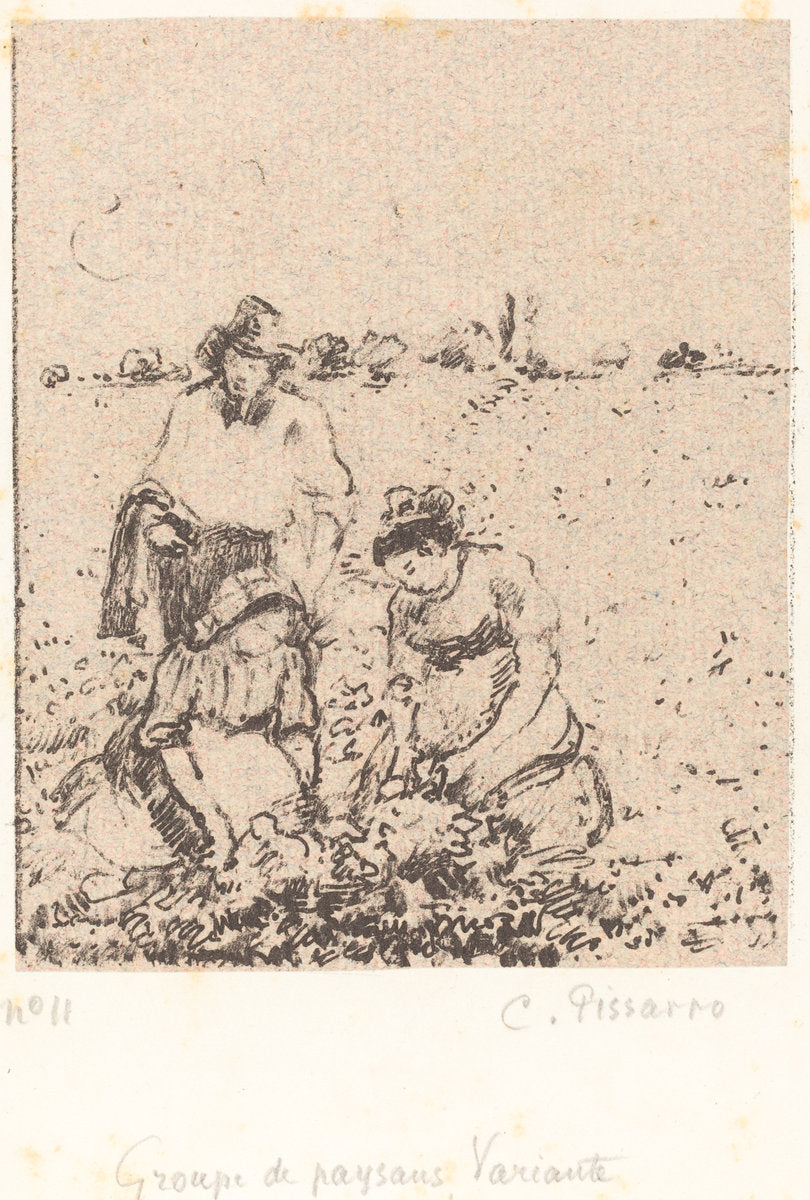Groupe de paysans (Group of Peasants) by Camille Pissarro (French, 1830 - 1903), 16X12"(A3)Poster Print