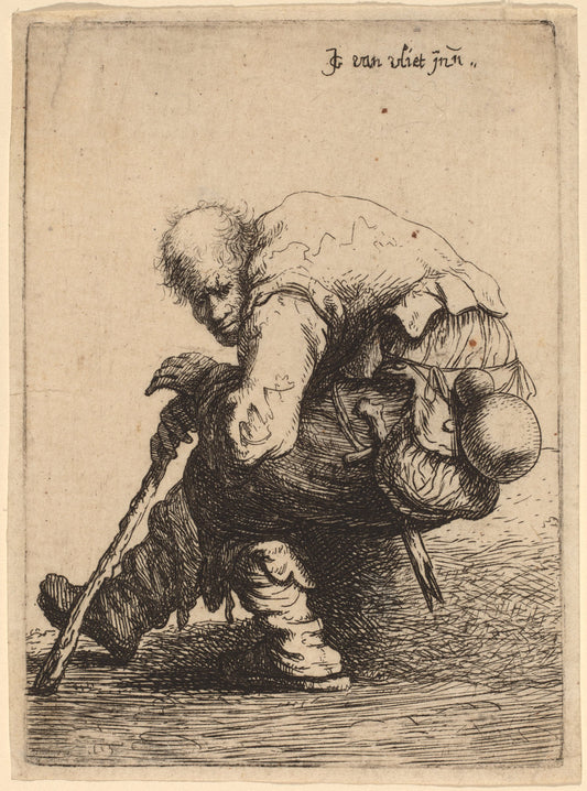 Seated Beggar by Johannes van Vliet (Dutch, born c. 1610), 16X12"(A3)Poster Print