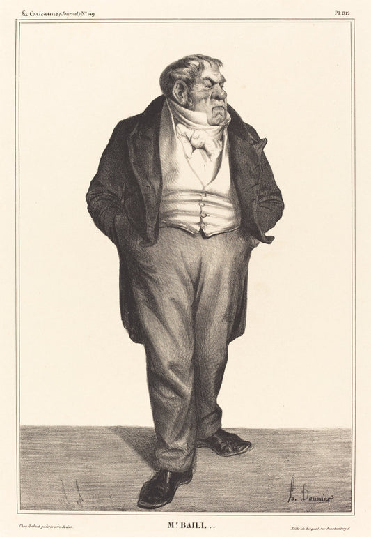 Baillot by Honoré Daumier (French, 1808 - 1879), 16X12"(A3)Poster Print