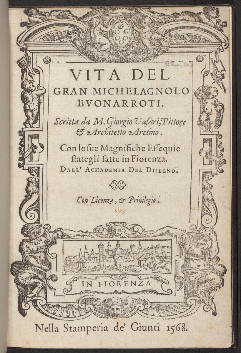 Vita de' gran Michelagnolo Buonarroti by Giorgio Vasari (author) (Florentine, 1511 - 1574), 16X12"(A3)Poster Print