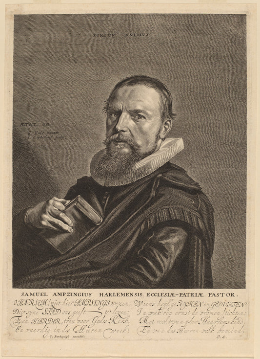 Samuel Ampzing by Jonas Suyderhoff after Frans Hals (Dutch, c. 1613 - 1686), 16X12"(A3)Poster Print