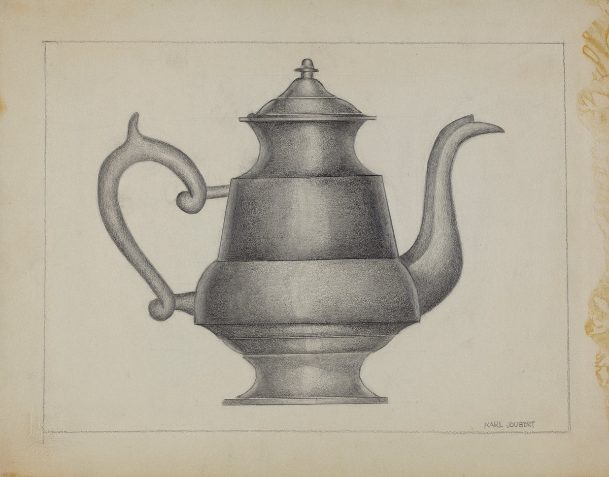 Pewter Teapot by Karl Joubert (American, active c. 1935), 16X12"(A3)Poster Print