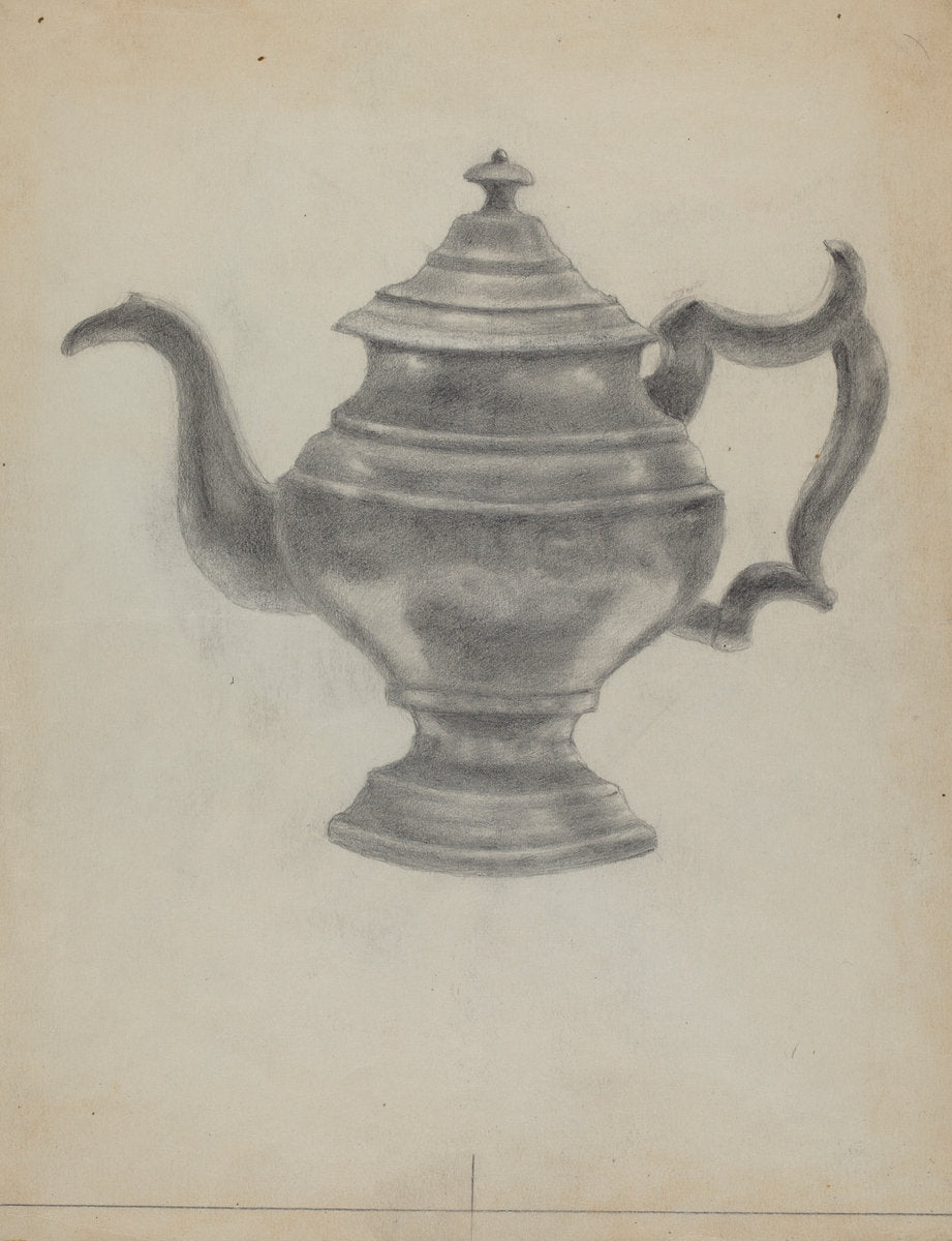 Pewter Teapot by Aaron Dermansky (American, active c. 1935), 16X12"(A3)Poster Print