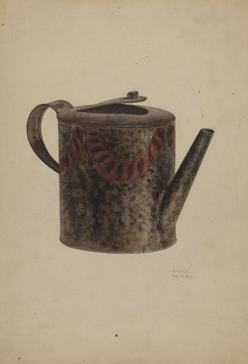 Toleware Metal Teapot by Andrew Topolosky (American, active c. 1935), 16X12"(A3)Poster Print
