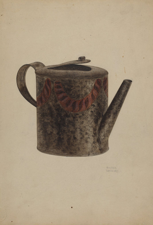 Toleware Metal Teapot by Andrew Topolosky (American, active c. 1935), 16X12"(A3)Poster Print