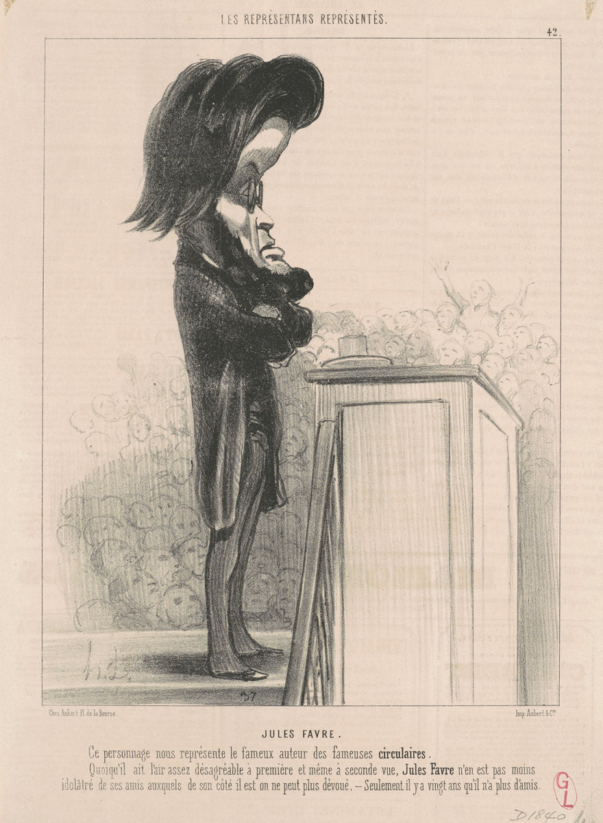 Jules Favre by Honoré Daumier (French, 1808 - 1879), 16X12"(A3)Poster Print