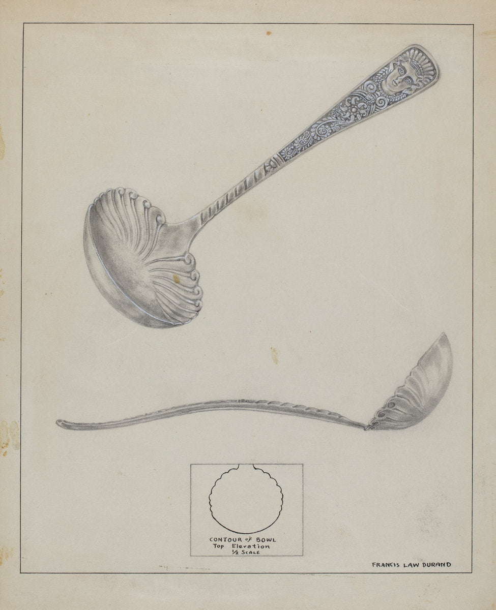 Silver Gravy Ladle by Francis Law Durand (American, active c. 1935), 16X12"(A3)Poster Print