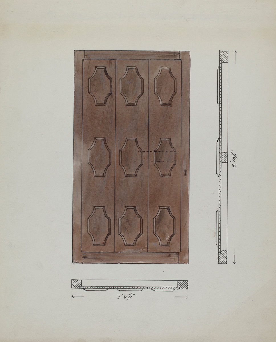 Sacristy Door by Geoffrey Holt (American, active c. 1935), 16X12"(A3)Poster Print