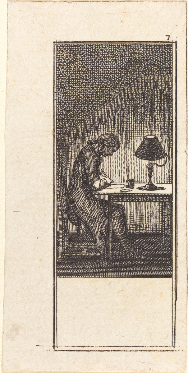 Young Man Writing by Lamplight by Daniel Nikolaus Chodowiecki (German, 1726 - 1801), 16X12"(A3)Poster Print