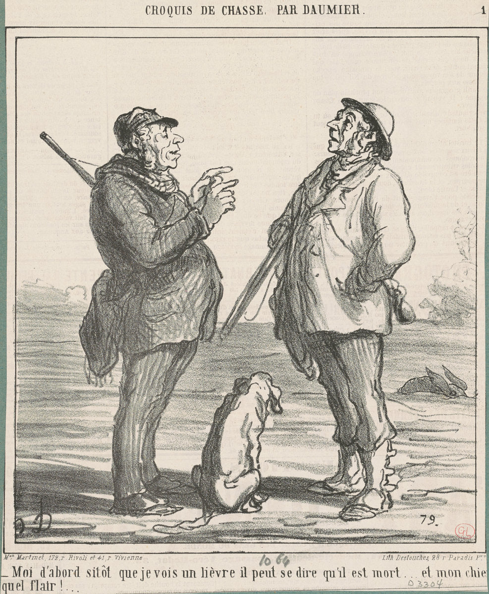 Moi d'abord sitot que je vois un lièvre ... by Honoré Daumier (French, 1808 - 1879), 16X12"(A3)Poster Print
