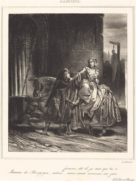 Jeanne de Bourgogne by Achille Devéria (French, 1800 - 1857), 16X12"(A3)Poster Print