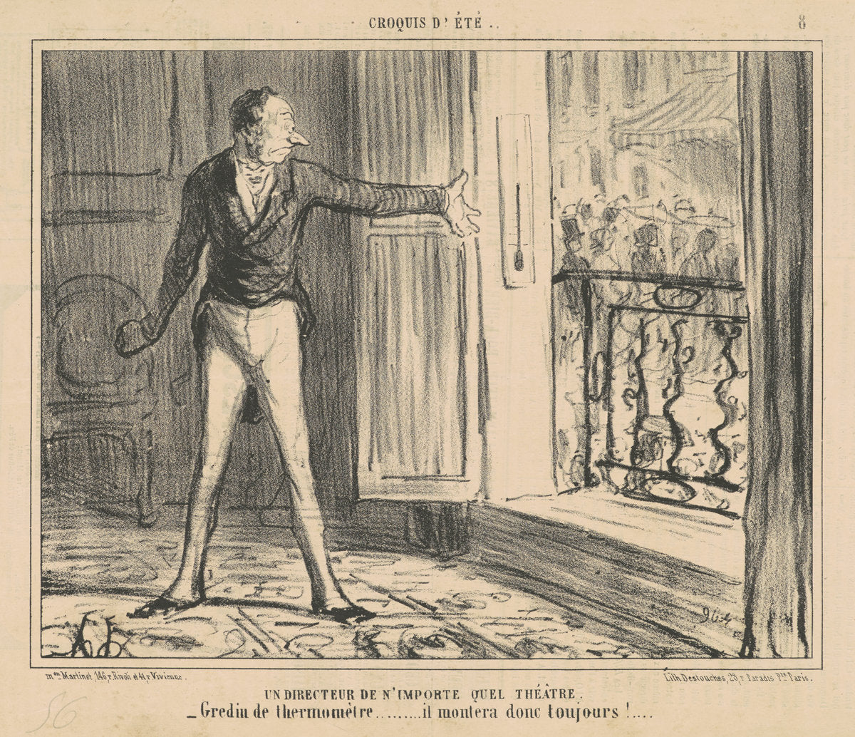 Un directeur de n'importe quel theatre by Honoré Daumier (French, 1808 - 1879), 16X12"(A3)Poster Print