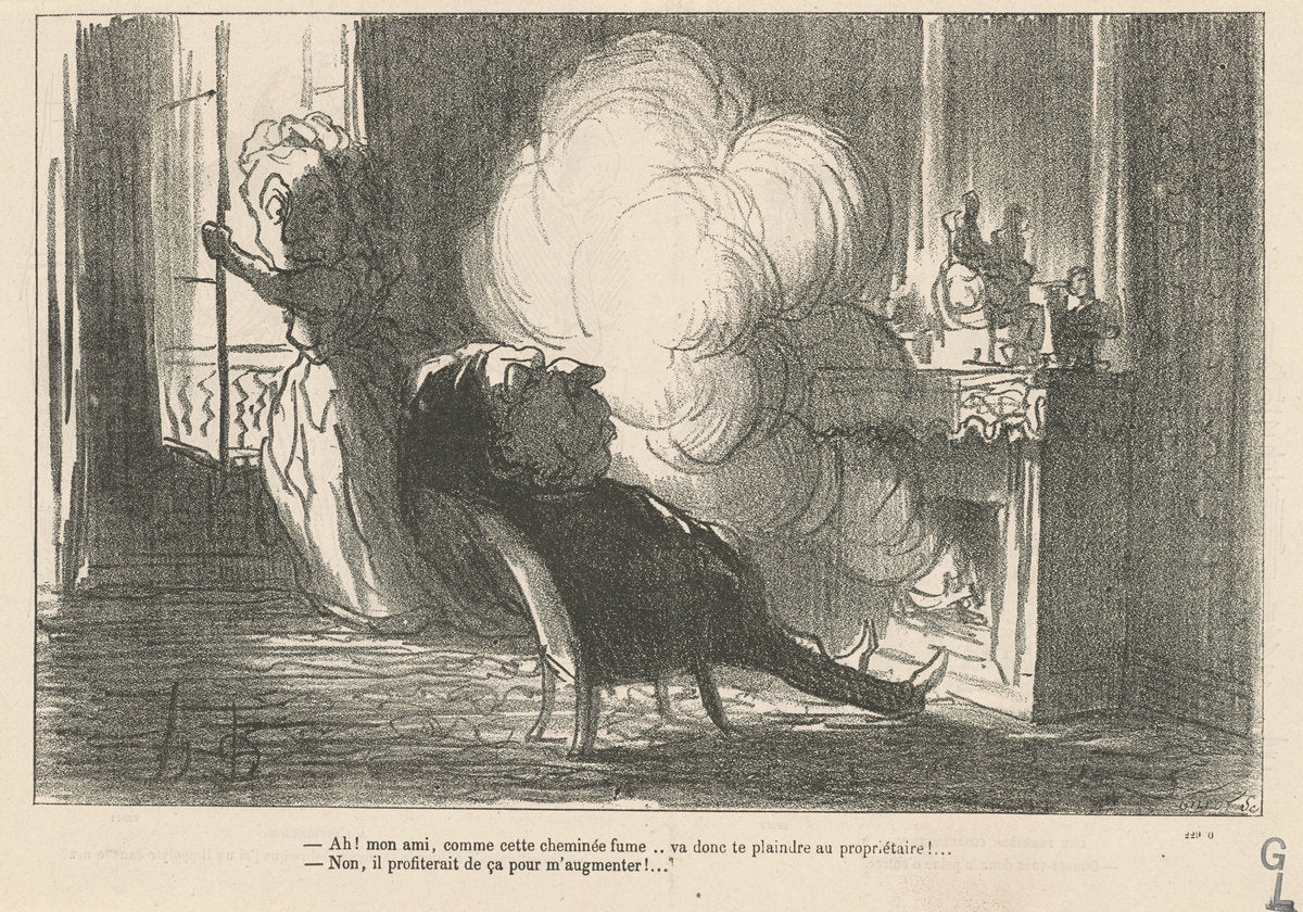 Ah! ... Comme cette cheminé fume ... by Honoré Daumier (French, 1808 - 1879), 16X12"(A3)Poster Print