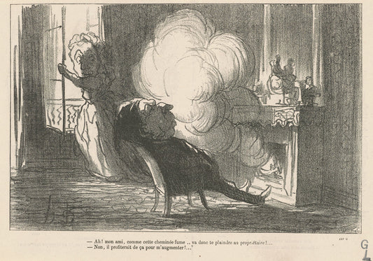 Ah! ... Comme cette cheminé fume ... by Honoré Daumier (French, 1808 - 1879), 16X12"(A3)Poster Print