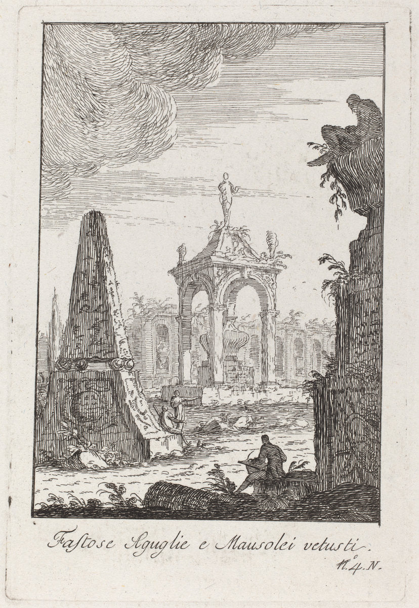 Fastose Aguglie e Mausolei vetusti by Giovanni Francesco Costa (Italian, 1711 - 1773), 16X12"(A3)Poster Print
