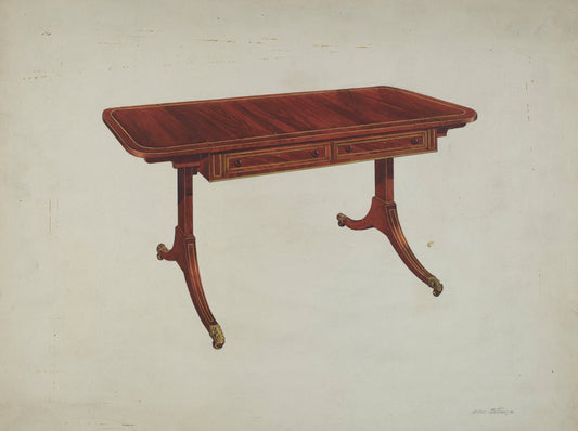 Table by Arthur Mathews (American, active c. 1935), 16X12"(A3)Poster Print