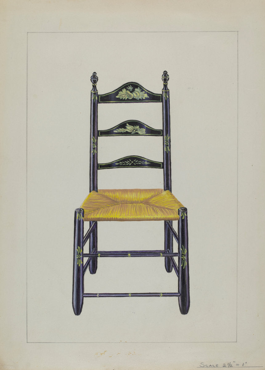 Ladderback Chair by Gerald Bernhardt (American, active c. 1935), 16X12"(A3)Poster Print