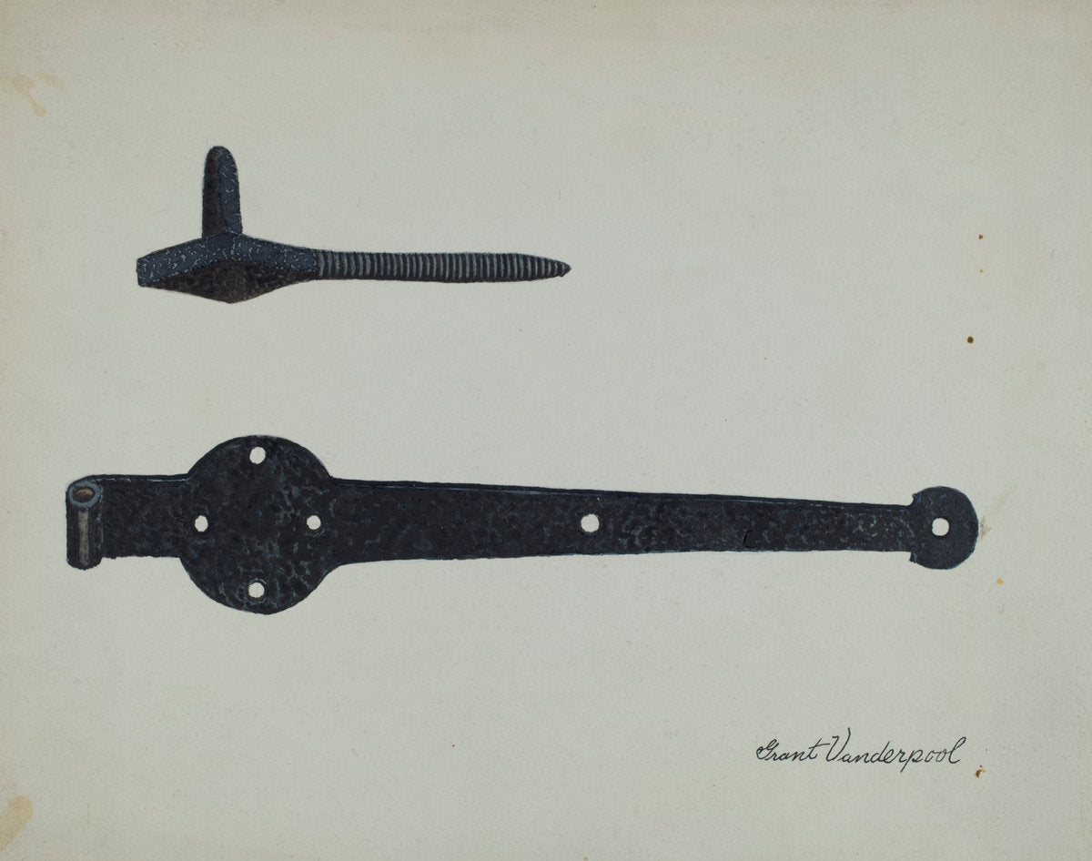 Hardware (Hinge) by Grant Vanderpool (American, active c. 1935), 16X12"(A3)Poster Print