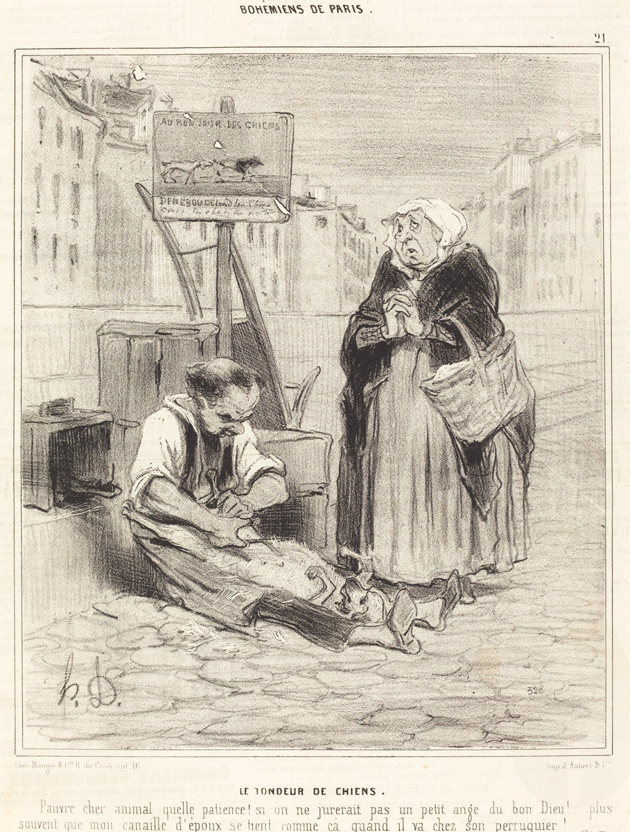 Le Tondeur de chiens by Honoré Daumier (French, 1808 - 1879), 16X12"(A3)Poster Print